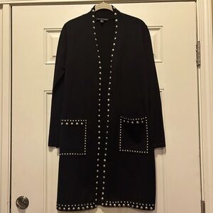 NWT I.N.C International Concepts Long Black Sweater with Silver Studs an…